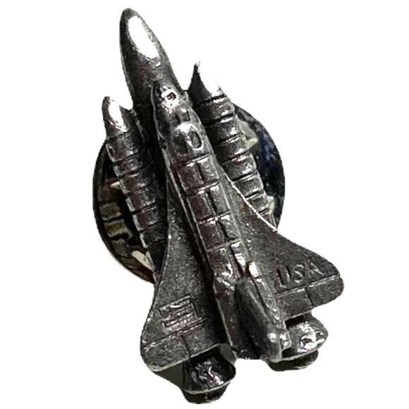 Vintage Silver Tone NASA Space Shuttle Pin Made in USA - Picture 1 of 3